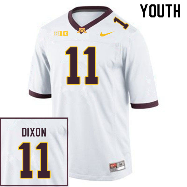 Youth #11 Michael Dixon Minnesota Golden Gophers College Football Jerseys Sale-White - Click Image to Close